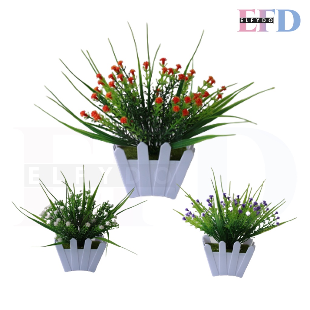 ELFYDO PT53 Pot Tanaman Hias Bunga Hias Plastik Ornamen Pot Bongsai Artificial Flower Decoration