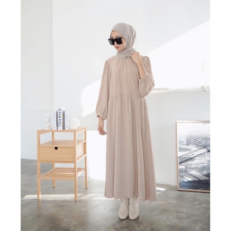 (MGA) COA GAMIS OVERSIZE MIDI DRESS REMAJA WANITA CRINCLE AIRFLOW