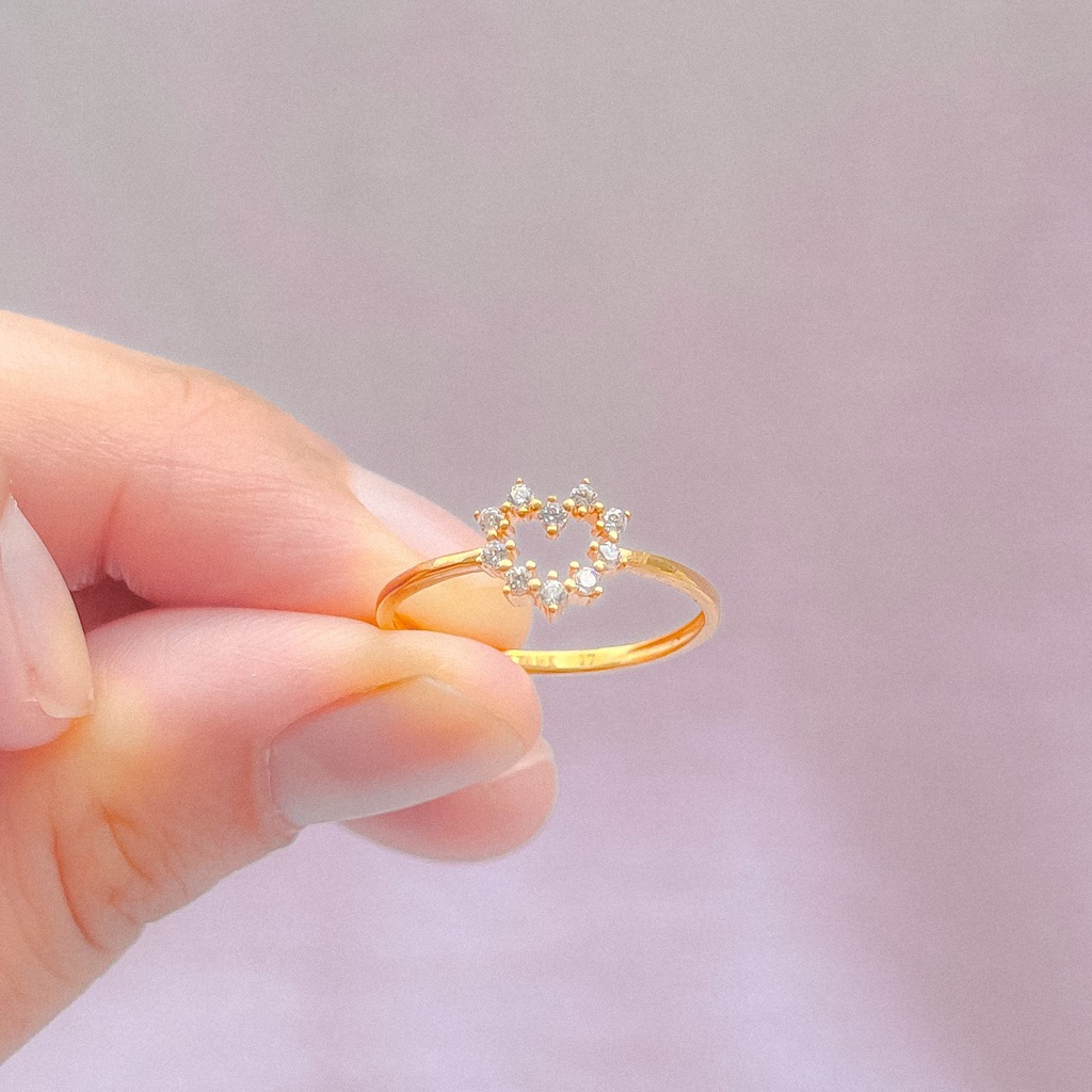 Cincin anak dan dewasa emas asli kadar 700 70% 16k model love bulat permata kilat simple heart 1 gram ringan HWT