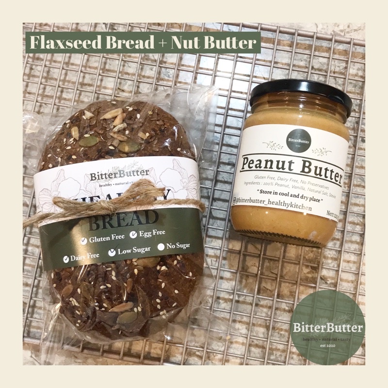 

PAKET HEMAT FLAXSEED BREAD + SELAI KACANG NUT BUTTER, Vegan dan aman utk Diet