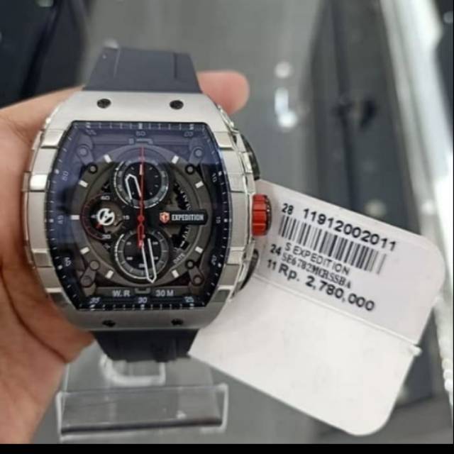 Jam tangan expedition e6782 silver black pria original