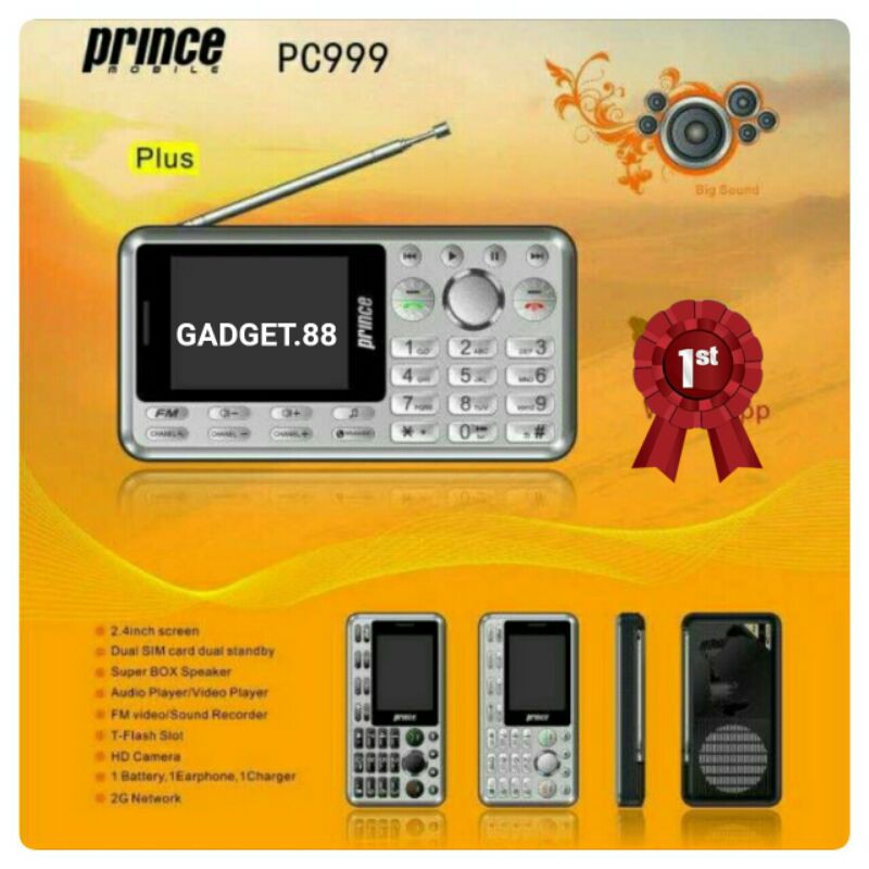 Hp PRINCE PC999 PLUS RADIO SUPER BOX SPEAKER DUAL SIM ON LAYAR 2,4 INCHI