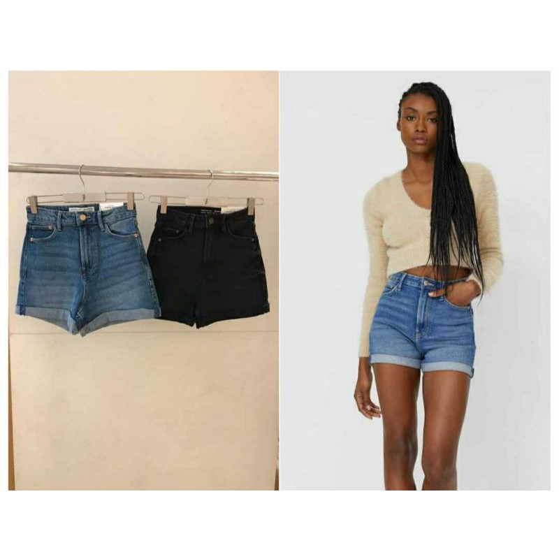 Slim Fit Mom Shorts Stradivarius Celana Jeans Jastip