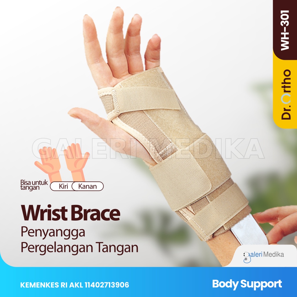 Dr. Ortho WH-301 Wrist Splint Brace - Support Pergelangan Tangan &amp; Telapak Tangan