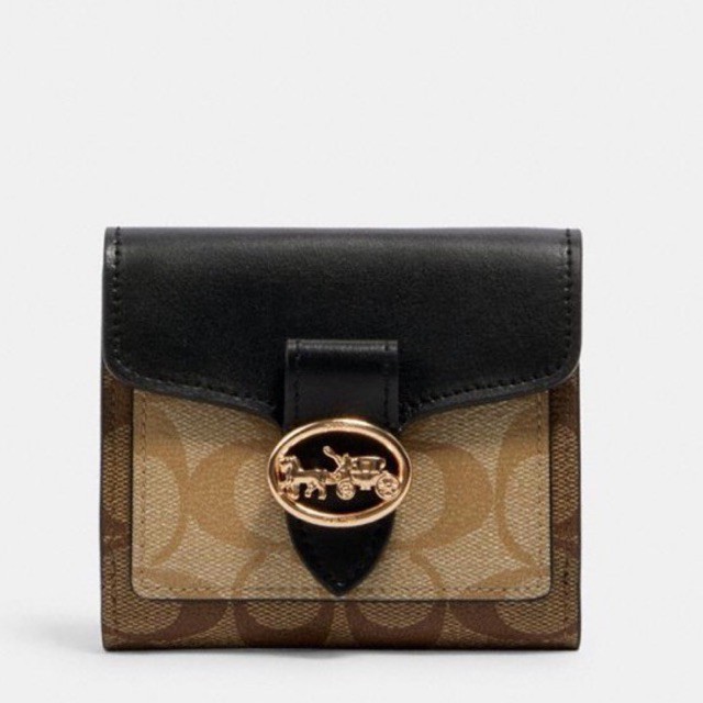 Coach Georgie Small Wallet In Blocked Signature Canvas