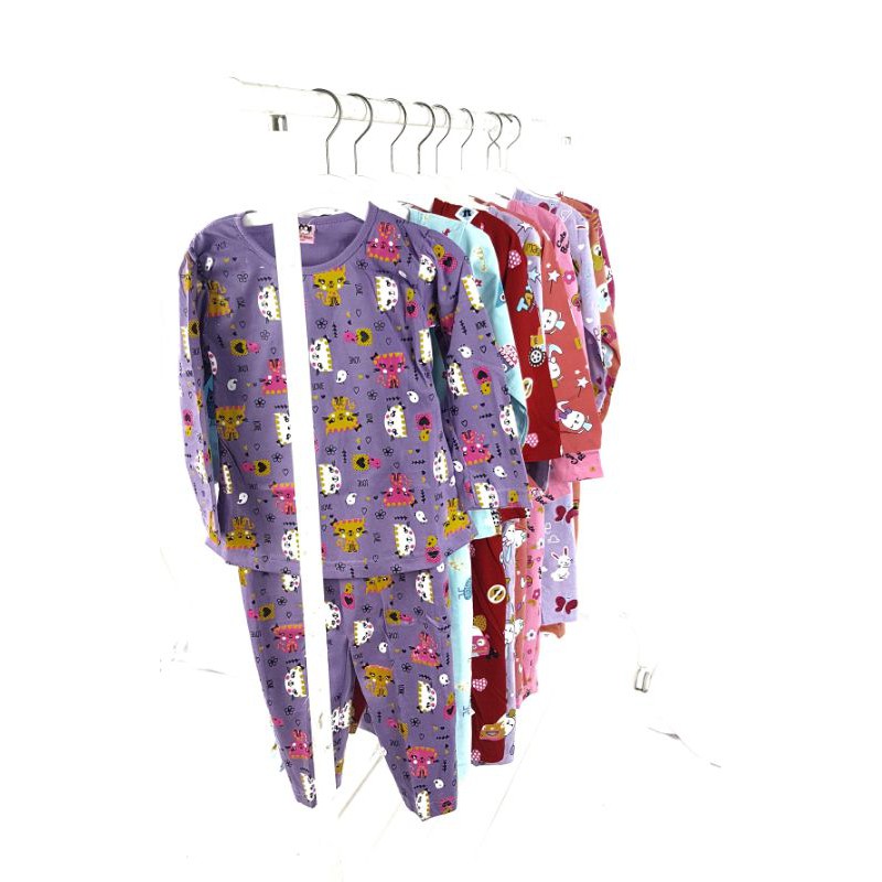 Setelan fashion baju anak perempuan 2-7 tahun motif random pp klepon tangan panjang celana panajang-2