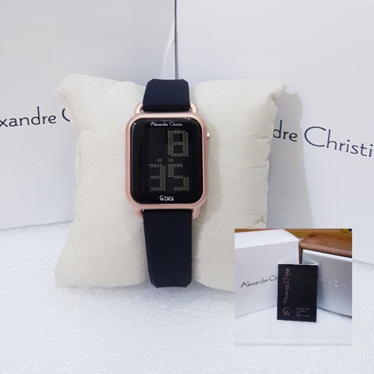 ALEXANDRE CHRISTIE WANITA AC 9332 BLACK ROSEGOLD JAM TANGAN ALEXANDRE CHRISTIE ORIGINAL