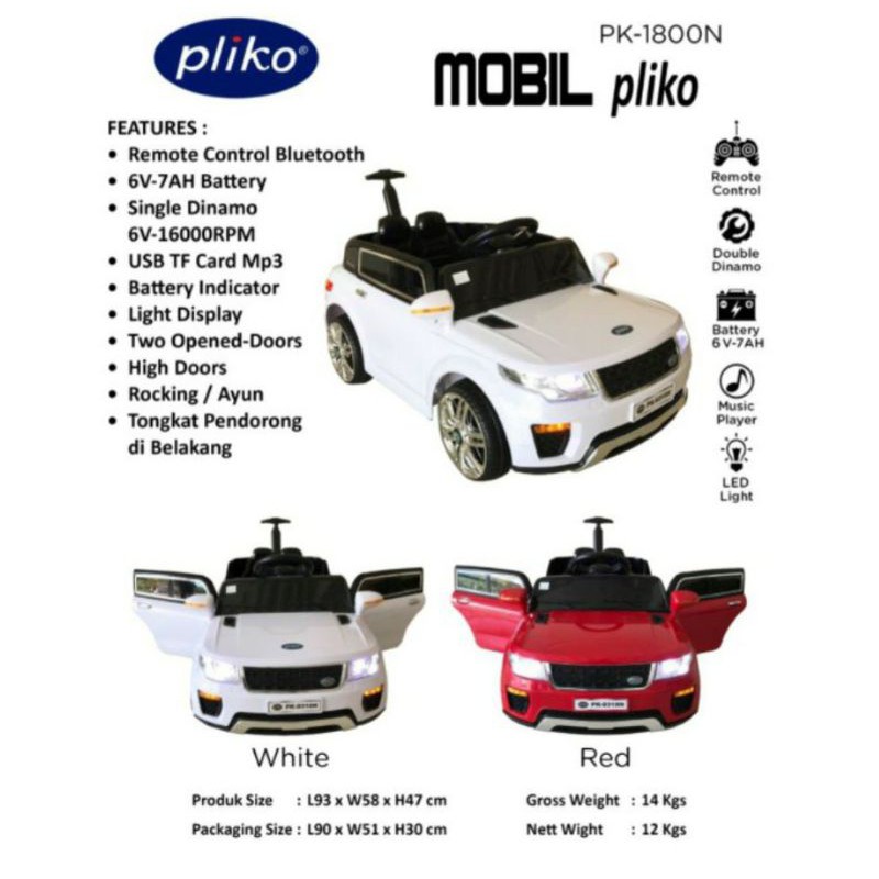 Maianan mobil aki anak Pliko PK-1800 model Range rover