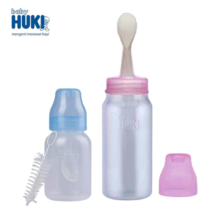 Huki Weaning Bottle with spoon / Botol sendok makan bayi feeder