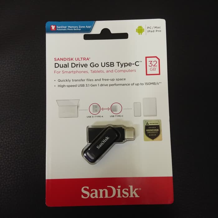 SanDisk Flashdisk OTG Dual Drive Go USB Type-C 32GB 150Mb/s SDDDC3