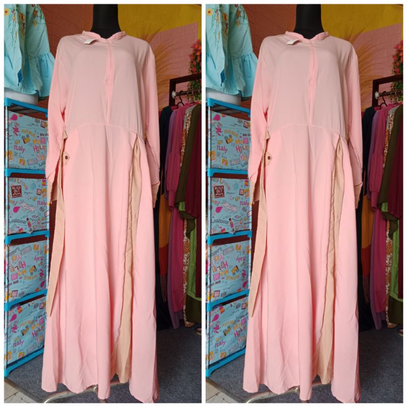 Dress bahan wollfis / gamis wolfis premium