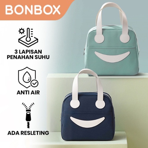 BONBOX TAS BEKAL MAKAN SMILEY ALUMINIUM FOIL PENAHAN SUHU LUNCH BAG SERBAGUNA