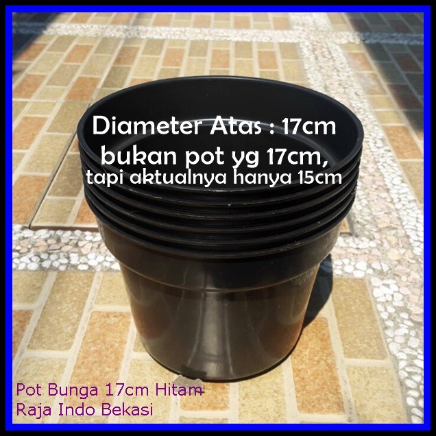 Pot Bunga 17 Hitam Mengkilap Pot Tanaman Hias Grosir Murah Plastik Pot 17CM