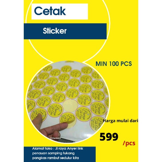 

Cetak stiker vinyl/transparan label makanan/minuman permeter satuan/partai grosir