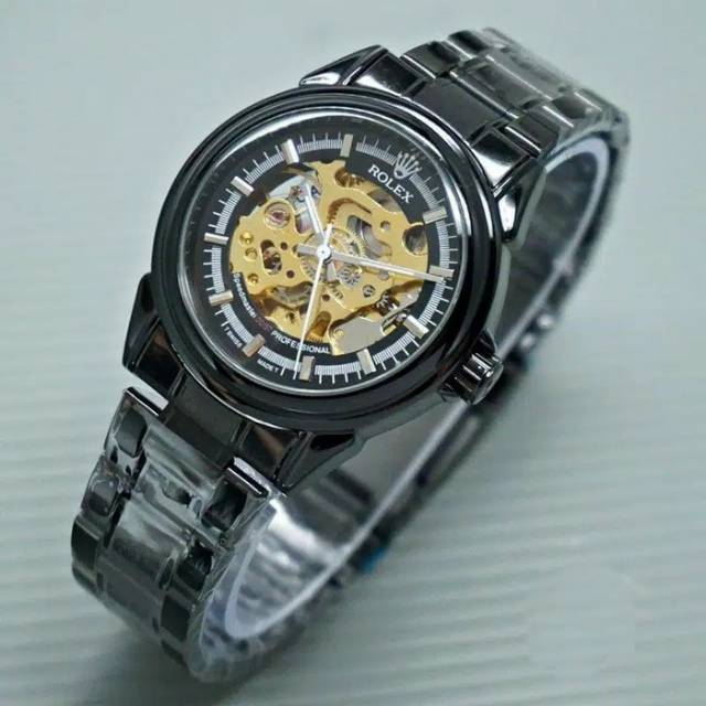 Jam Tangan Pria Rolex Autometic Skeleton Line Diameter  3,8cm #jamtanganpria