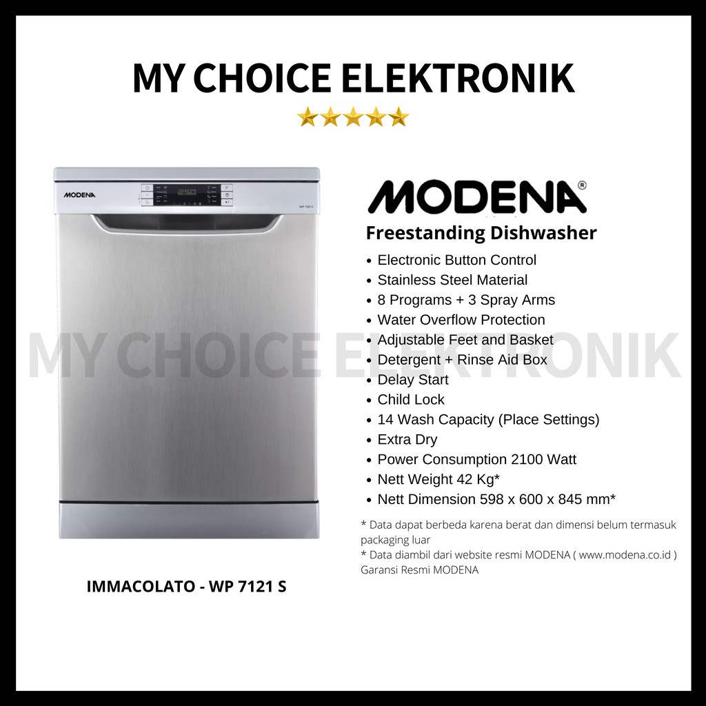 MODENA Dishwasher IMMACOLATO - WP 7121 S / WP7121S / WP 7121S