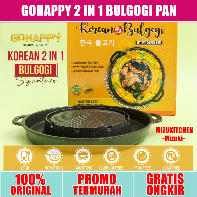 MIZUKI Korean Shabu Grill Hot Pot Suki Panggangan Kuah 2 Fungsi Gohappy Bulgogi 2 in 1 GHK39