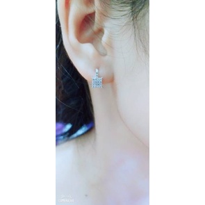 Anting jepit fashion wanita remaja dan dewasa  kotak perak asli 925/silver lapisan emas putih murni.