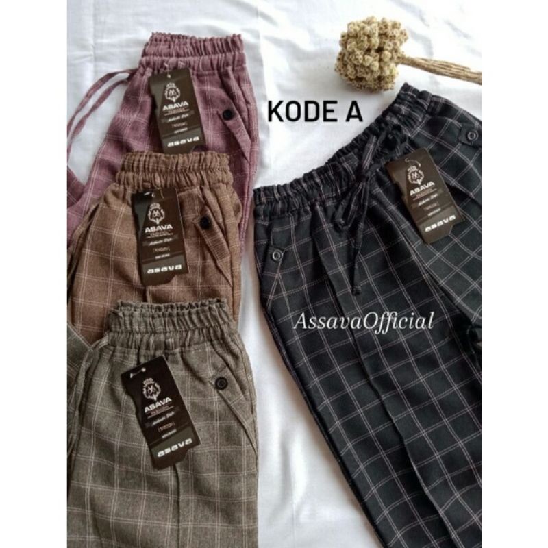 CELANA TARTAN WANITA - BAGGY PANTS MOTIF KEKINIAN - CELANA KOTAK KOTAK WANITA