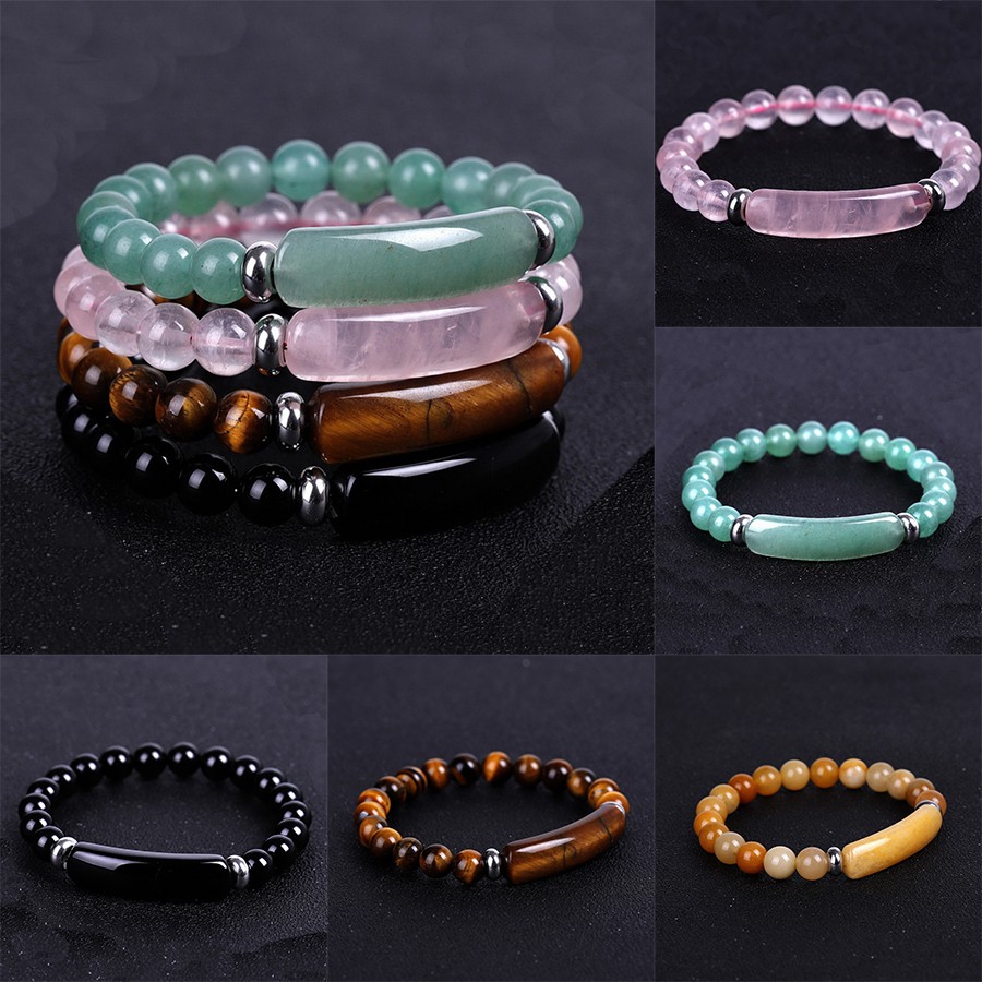 Gelang Tangan Manik-Manik Marmer Elastis Untuk Pria Dan Wanita