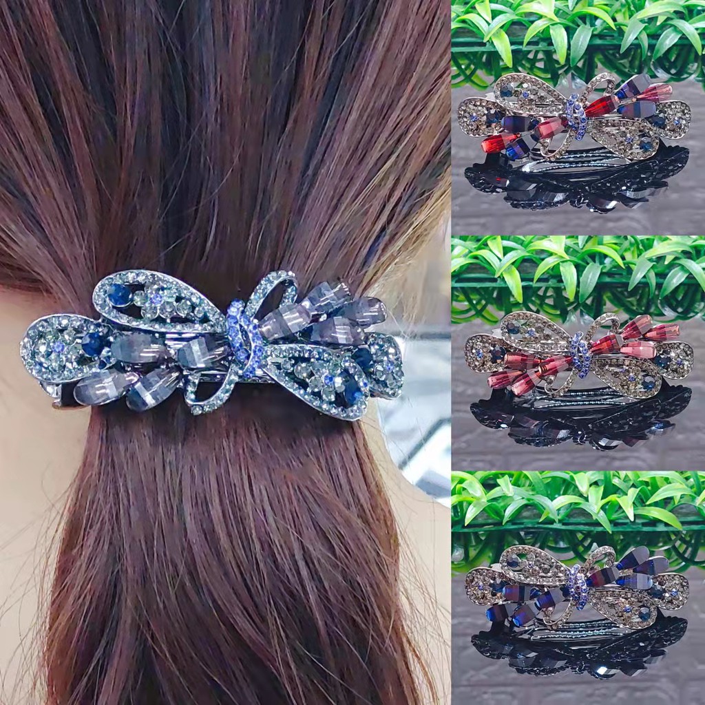 Jepit rambut korea otomat wanita permata zirkon mode baru 8.5cm JO15#