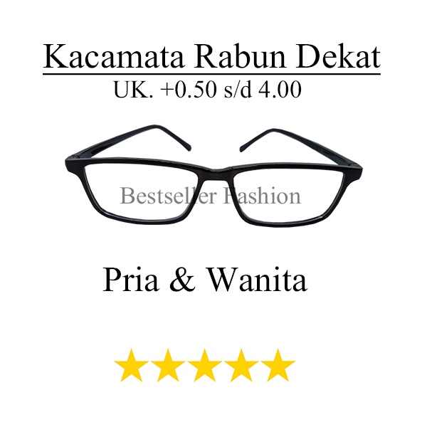 Kacamata Baca uK. +0.50 s/d +4.00 Frame Kotak Hitam Ringan Untuk Pria / Wanita kacamata Full Plus Rabun Dekat Unisex FREECASE