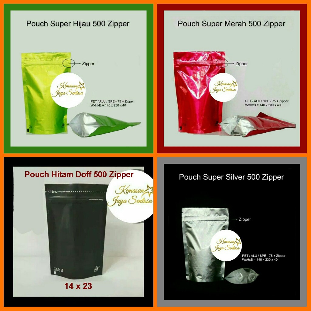 Standing Pouch 500z isi 100 pcs. kemasan kopi. Standing Pouch.