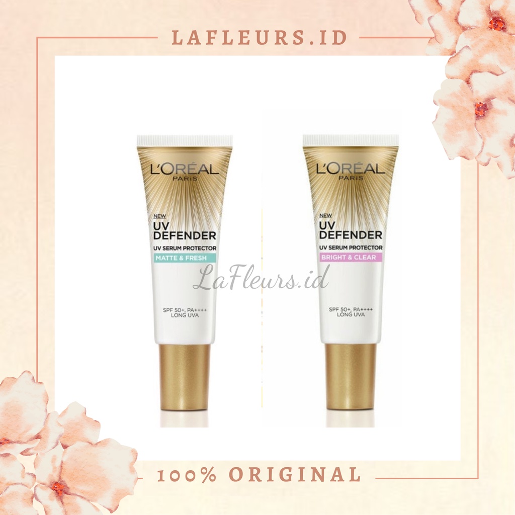 Loreal / L'Oreal Paris UV Defender Serum Protector Sunscreen Matte and Fresh / Bright & Clear SPF50+/PA++++  / 15ml Travel Size / Sunblock / Tabir Surya / Sun Cream