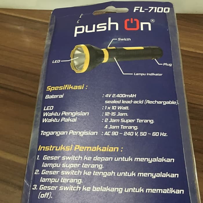 Senter Tangan Jumbo Push On FL7100 FL-7100 10 Watt Super Terang