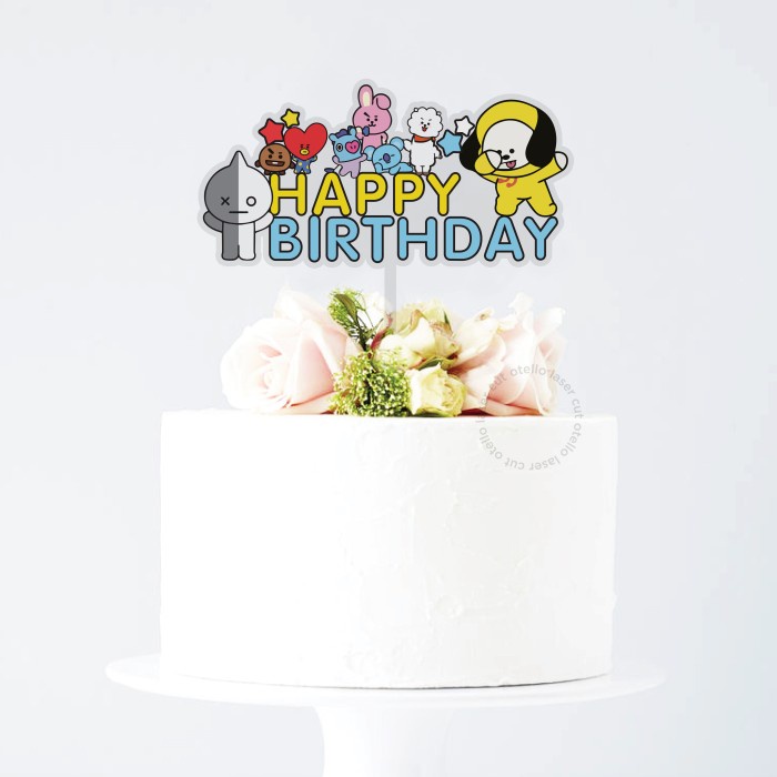 Cake Topper BT21 Print Akrilik Hiasan Kue Ulang Tahun Anak BTS Army