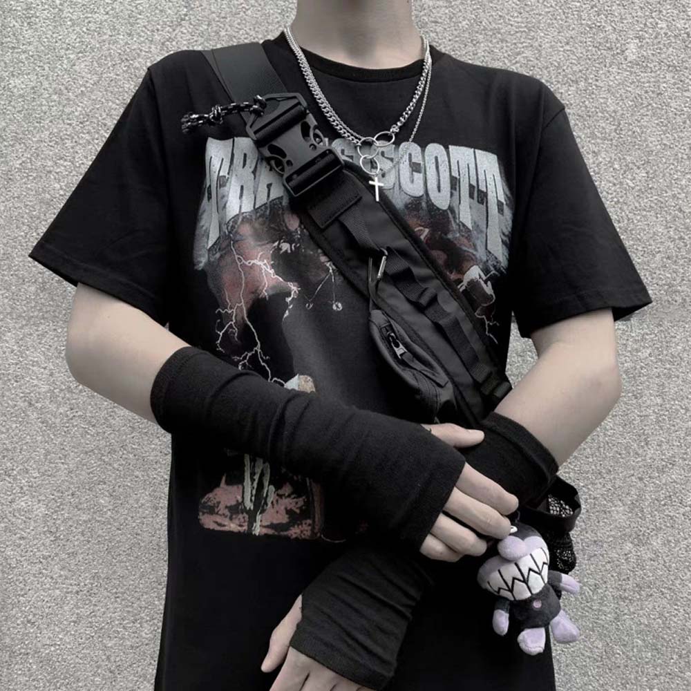 Needway  Trendy Circle Necklaces Punk Choker Clavicle Chain Metal Linked Double Layers Cross Pendant Men For Women Harajuku Fashion Jewelry/Multicolor