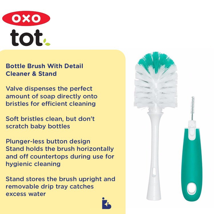 OXO Tot Bottle Brush With Detail Cleaner &amp; Stand | Sikat Botol Susu