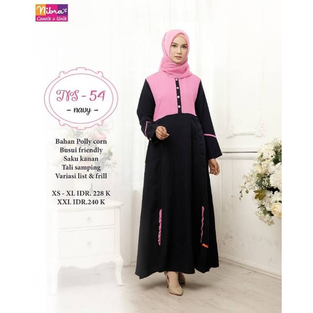 Gamis Nibras Ns 54 Navy dan Pink