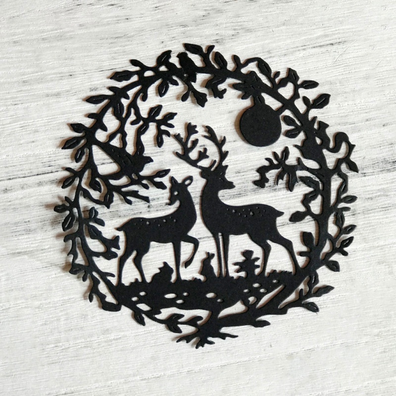 Cetakan Stensil Cutting Dies Motif Rusa Natal Bahan Metal Untuk Scrapbook / Craft DIY / Embossing