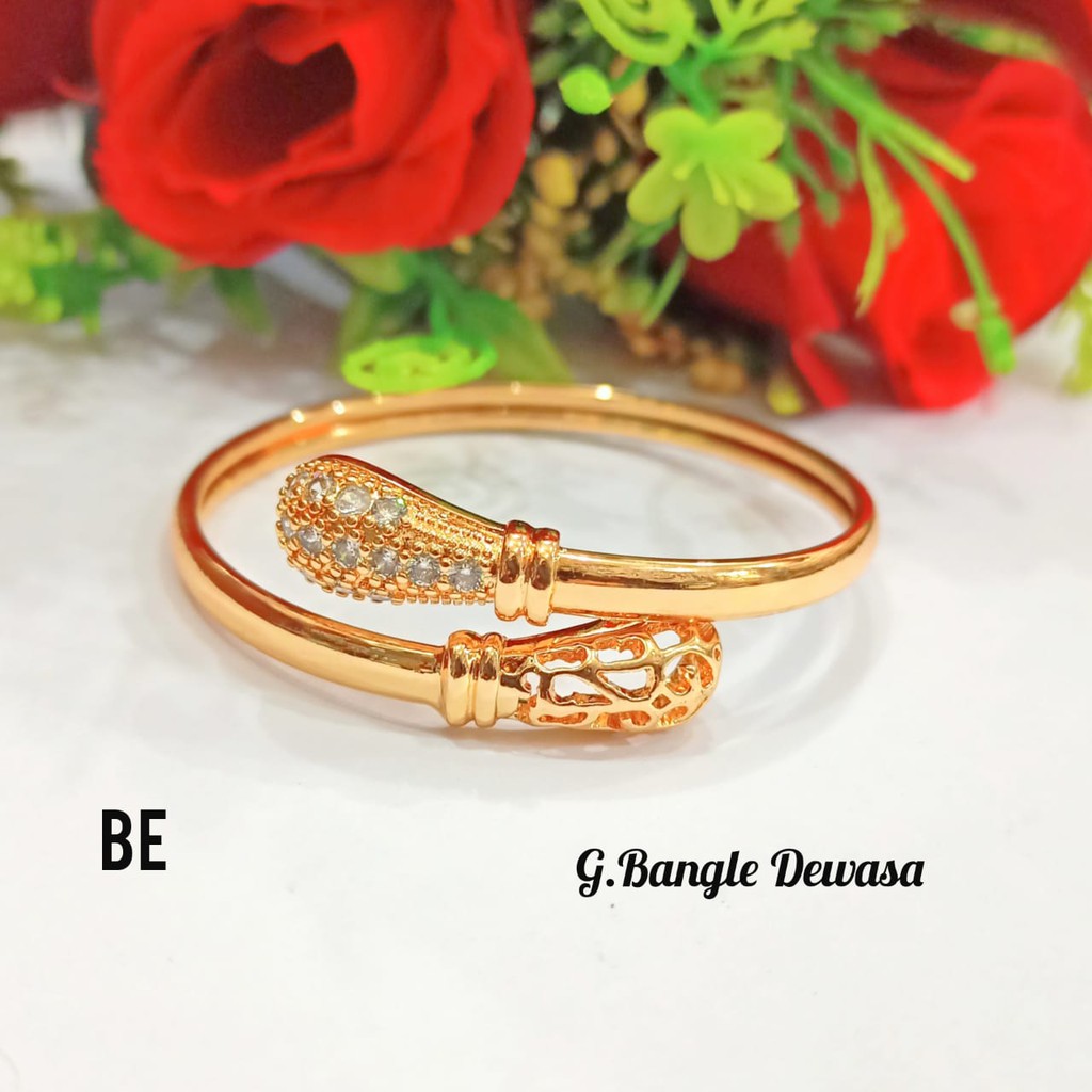 Gelang Bangle TITANIUM Dewasa Permata Zircon Motif Kobra Perhiasan Wanita Gold limited edition