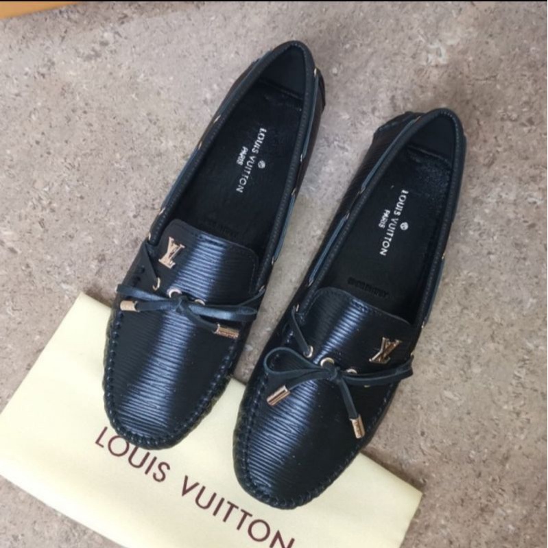 sepatu wanita loafer lv mirror quality slip on shoes cewek