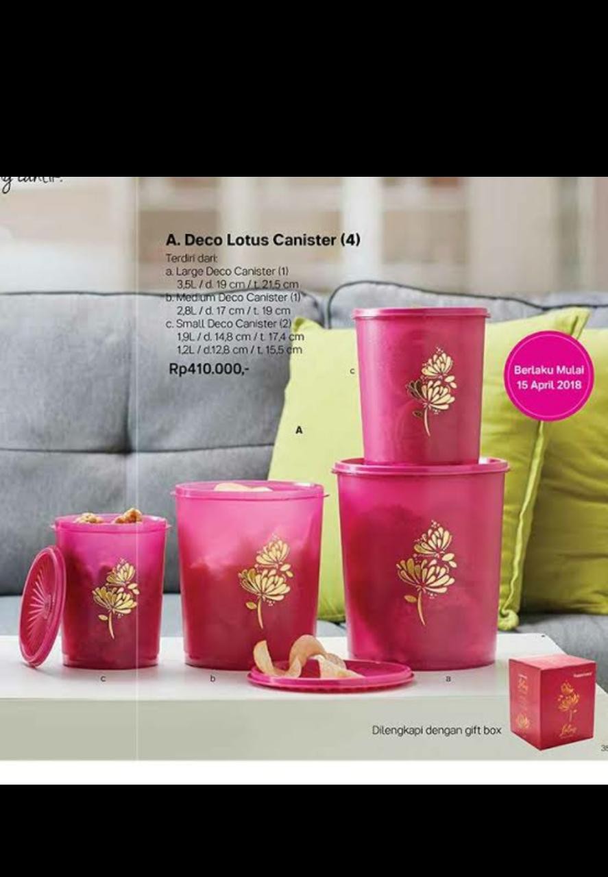 Lotus Deco Canister Set ( Toples ) Pink Tupwr