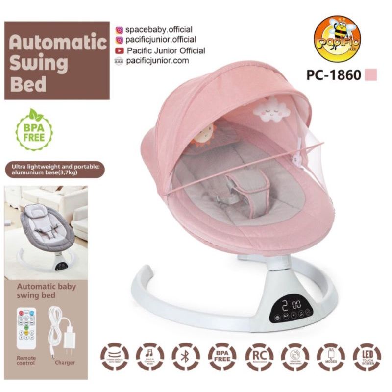 Ayunan bayi otomatis swing bed be1221/ space baby pc1860 apease swing bed automatic promo bouncer listrik mirip nuna