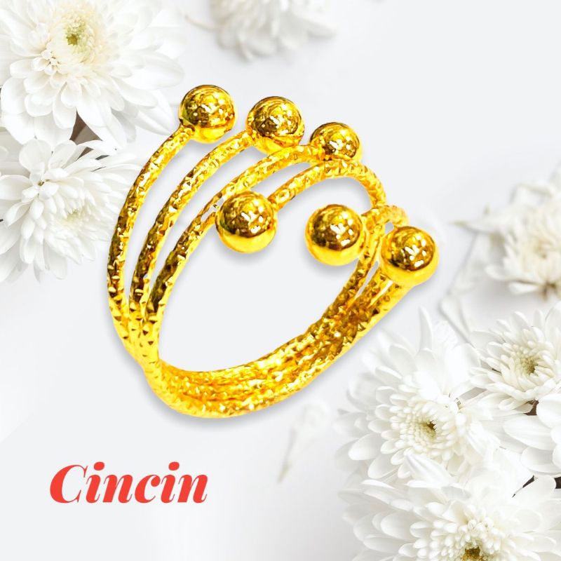 Cincin wanita cincin mawar lapis emas perhiasan fasion wanita // cincin