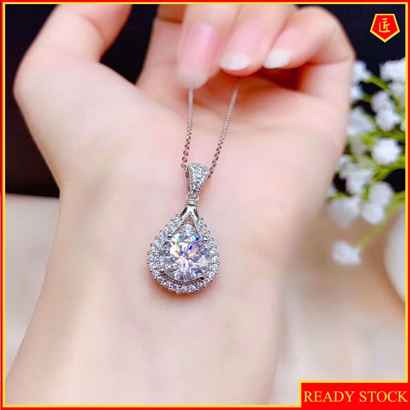 [Ready Stock]Water Drop Pear-Shaped Diamond Pendant Pt950 Platinum Micro-Inlaid Necklace Light Luxury