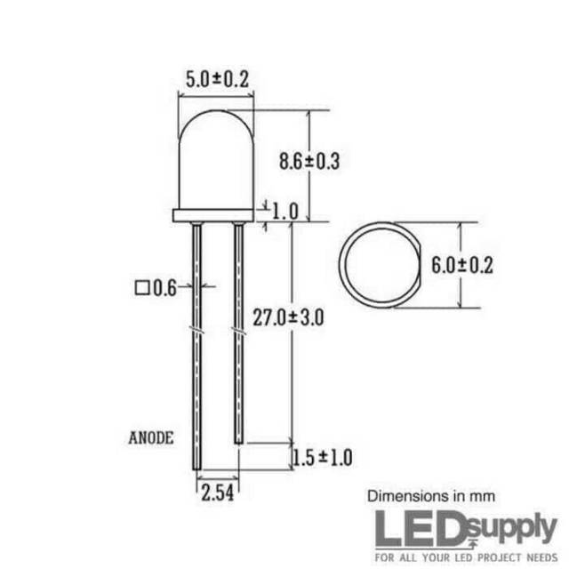 Per 10pcs Lampu LED 5MM Warna Putih Merah Hijau Biru Kuning