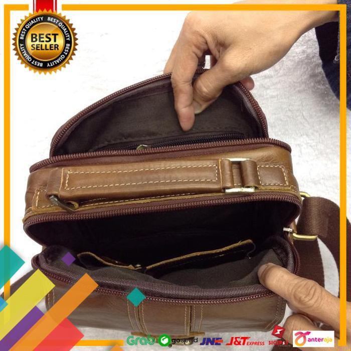 HOT SALE.. TAS LEVIS SELEMPANG KULIT PRIA IMPORT RA-8702 - COKELAT ..TERMURAH