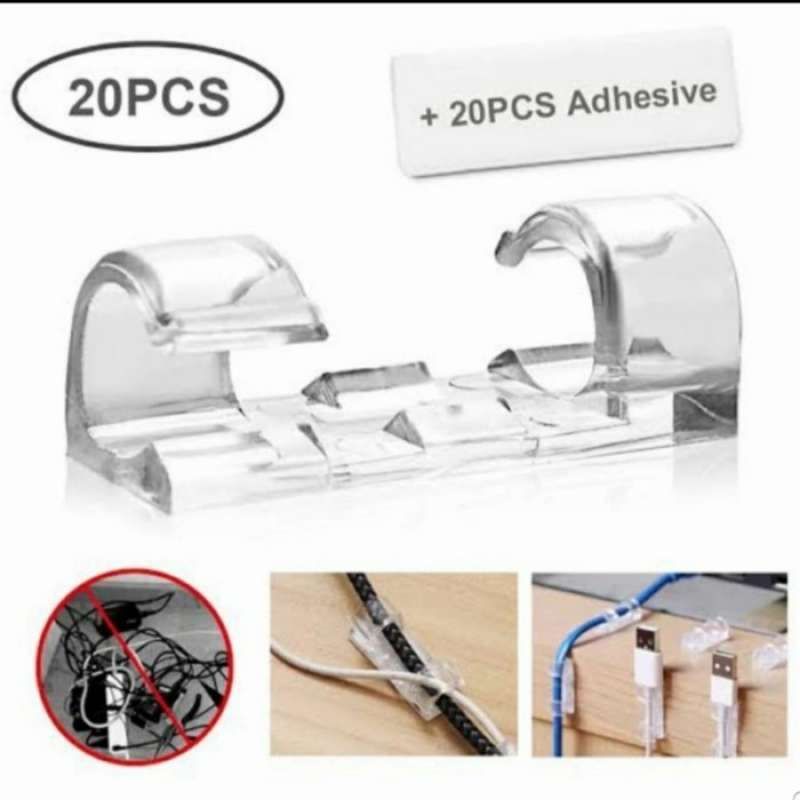 cable clip Organizer kabel klip tempel holder penjepit isi 20