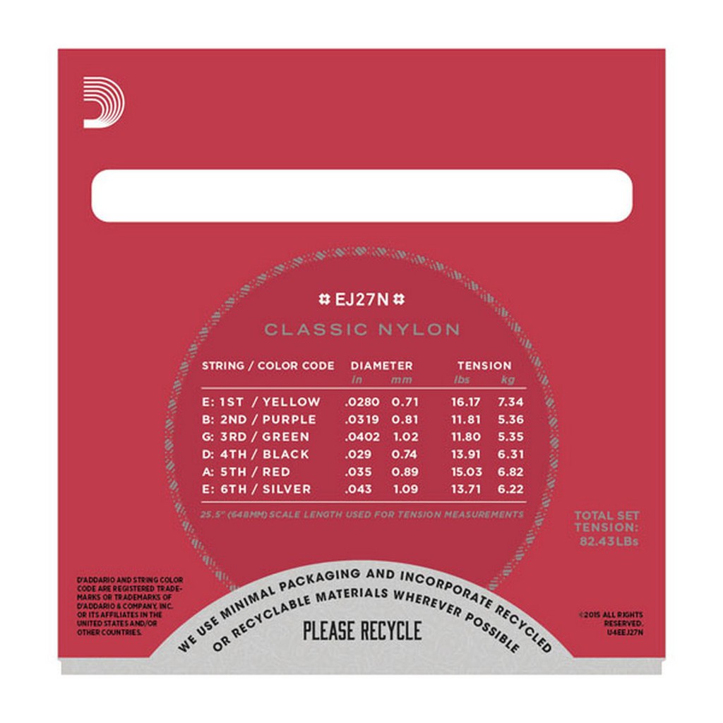 D'addario Klasik Nylon Senar Gitar Original EJ27N EJ27H