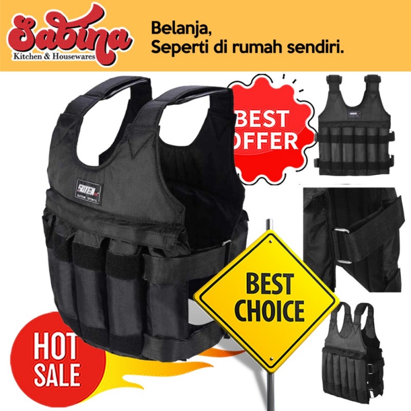 Rompi Pemberat Badan Latihan Olahraga Weighted Vest Beban Max 20kg