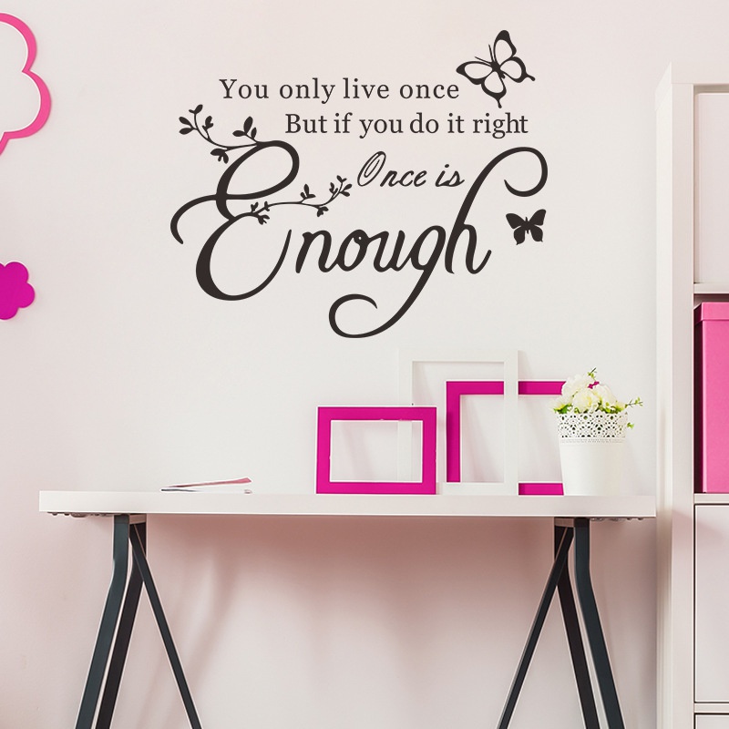 Stiker Dinding Desain Slogan You Only Live Once Dapat Dilepas Untuk Dekorasi Kamar Tidur