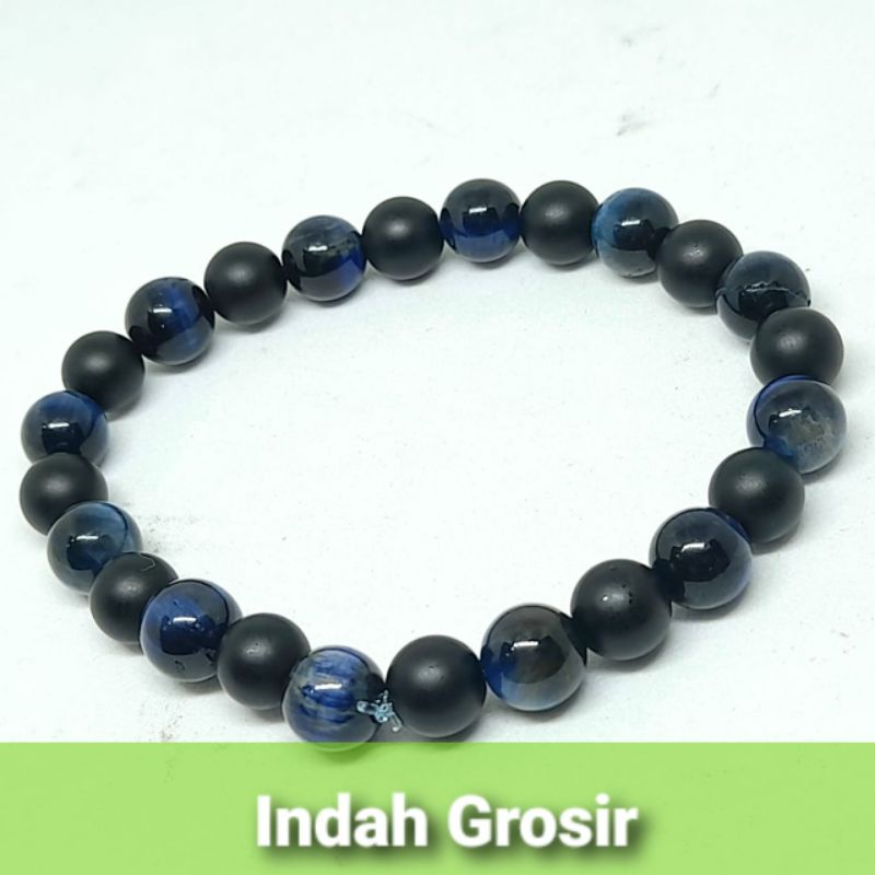 Gelang Tangan Pria Wanita Keren Batu Akik Natural Tiger Eye