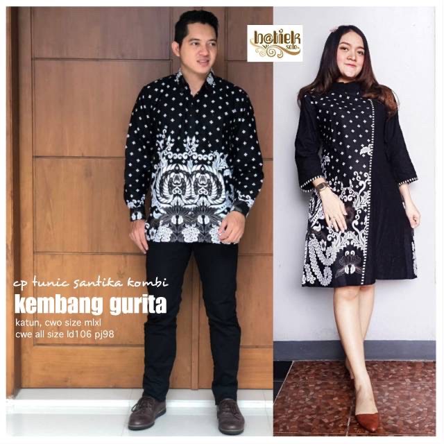 Couple Tunik Santika Kombi Kembang Gurita Batik Sarimbit Modern Casual Kantor Kerja Kondangan Cantik