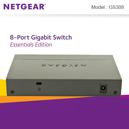 NETGEAR GS308 8 Port Gigabit Ethernet Switch Hub