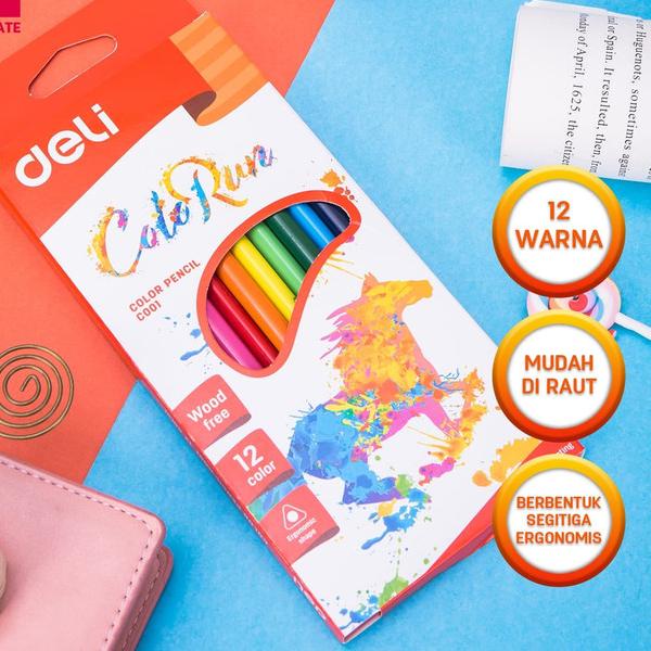 

✯ Deli EC00100 Pensil Warna- Triangle Bright 12C - 12color EC00100 ♦